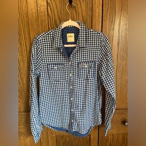 Hollister Blue Button Front Plaid